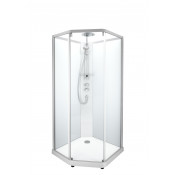 Душевая кабина IDO Showerama 10-5 Comfort 558.204.308 пятиугольная 900х800 мм профиль аллюминий прозрачное стекло/матовые стекла задние